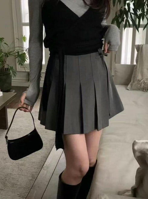 Women Mini Pleated Wrap Skirts